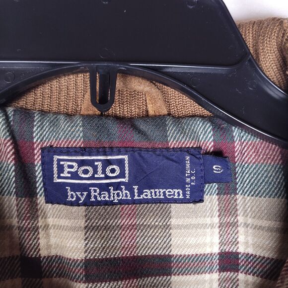 Polo Ralph Lauren Suede Jacket Mens Small Flannel Lined Leather Bomber Vintage - Picture 15 of 16